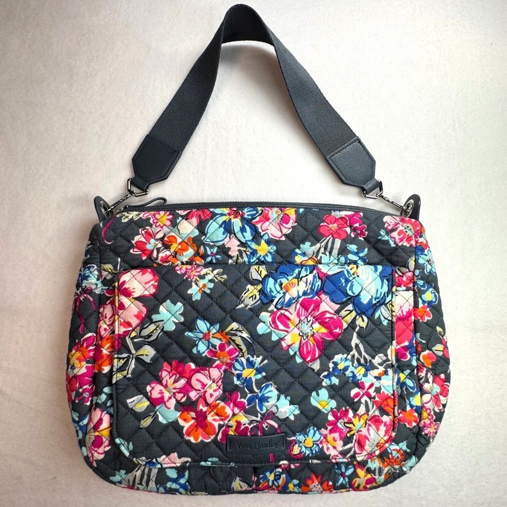 Vera Bradley Carson Pretty Posies Quilted Floral Shoulder Bag Zip Top Handbag